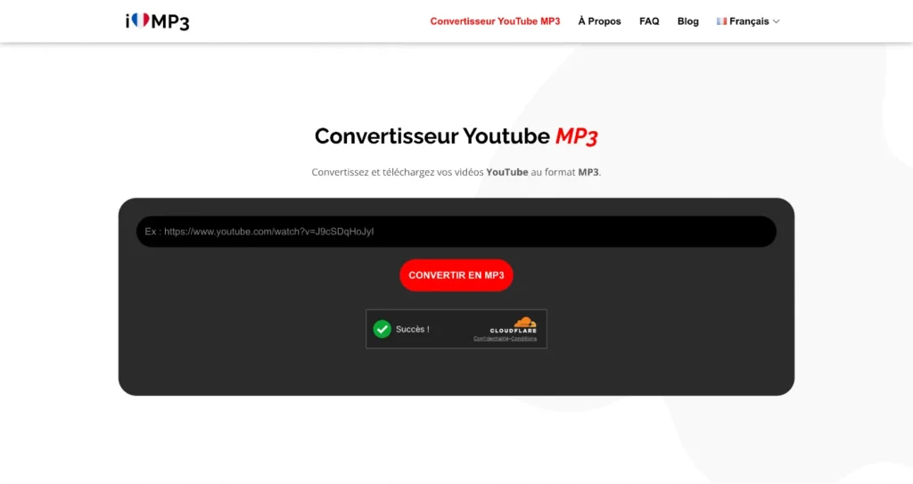 Capture d'écran du site ilovemp3.fr