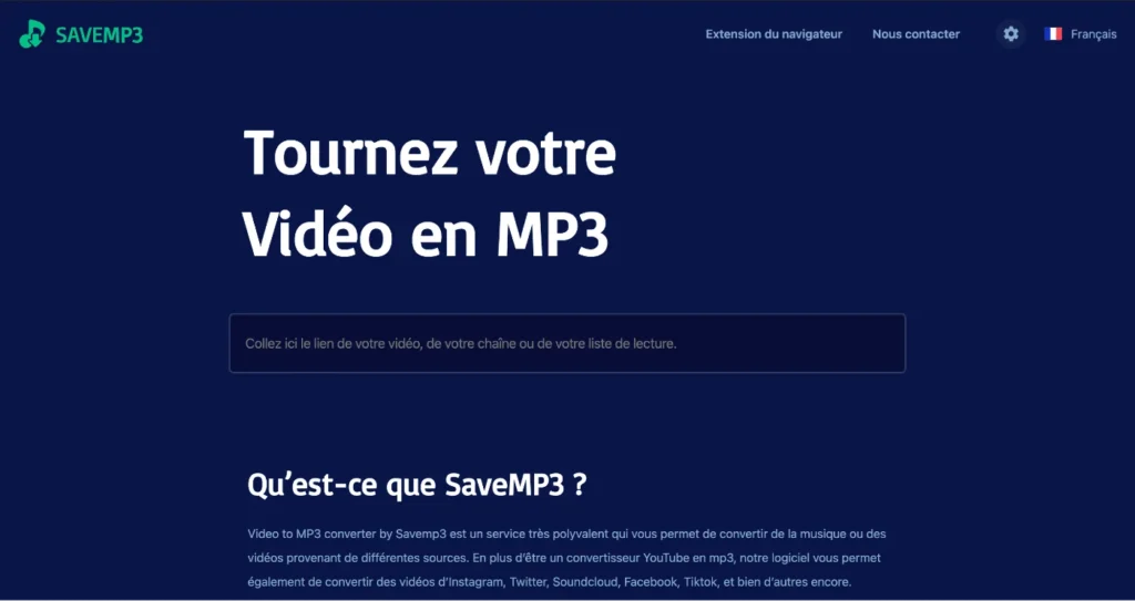 Capture d'écran du site savemp3.net